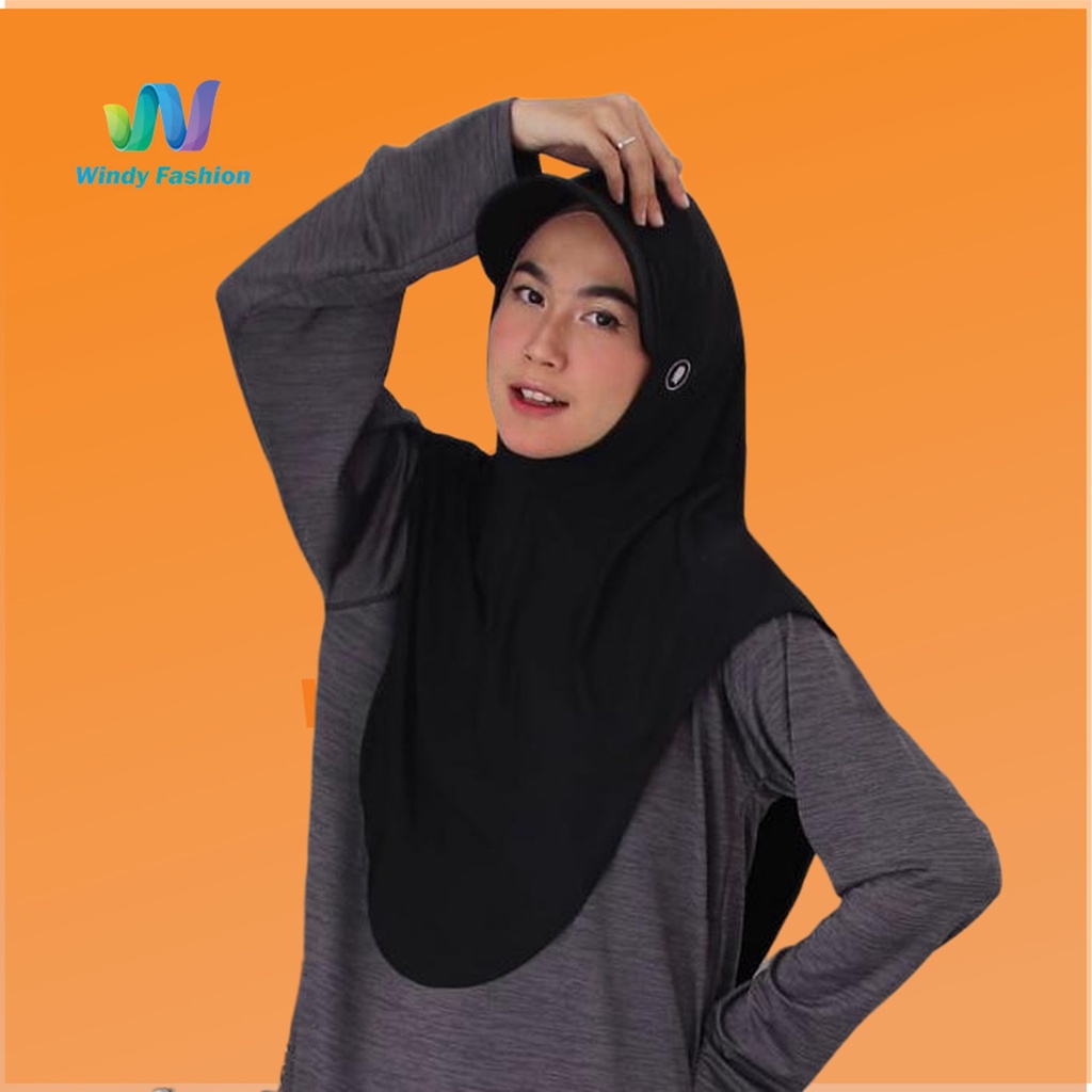 Hijab Jilbab Topi Sport Sporty Olahraga Instant Bulutangkis Yoga Lari Senam-CAPBLACK