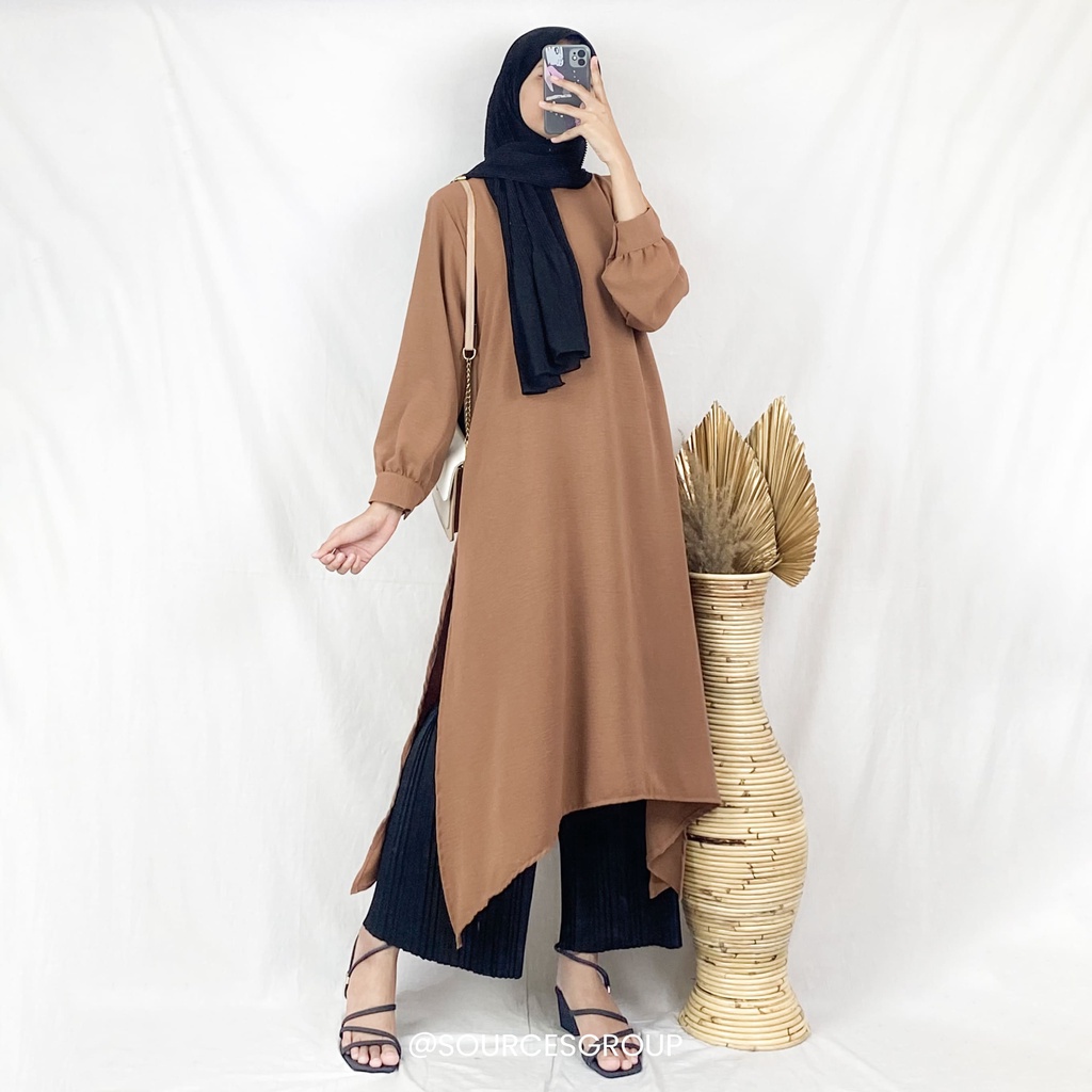 Grisya Crinkle Tunik Wanita Muslim Ada Belahan