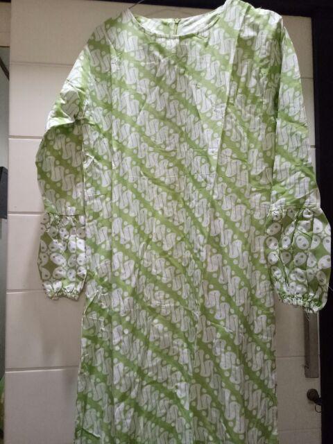 Gamis Noah Arsita Batik Cantik Hijau Seragam Pesta Kondangan Nikahan Syari Muslim Modis Lucu Keren