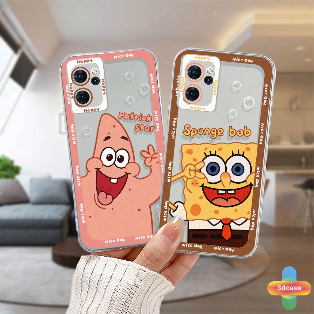 Case OPPO A57 A55 A7 A5 A9 A31 A53 A33 2020 A15 A54 A5S A3S A76 A96 A16 A95 A12 A1K A16E A16K A54S Reno 7 5 4 6 8 5F 5K 4F 4 5 06 Lite A74 A15S A52 A11K A92 A35 A11 A93 A32 A72 A94 A53S F19 F17 21 PRO A16S A77 A57S A57E Cartoon SpongeBob Transparent Case