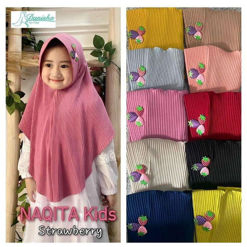 Hijab anak plisket ..hijab plisket anak..ATHAYA PLISKET.plisket anak STAWBERI..
