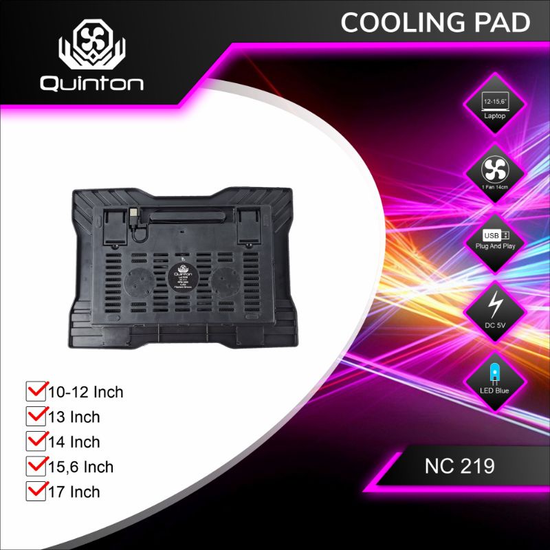 Cooler Pad Kipas Laptop Quinton jaring NC-219 Cooling Pad15,6inch