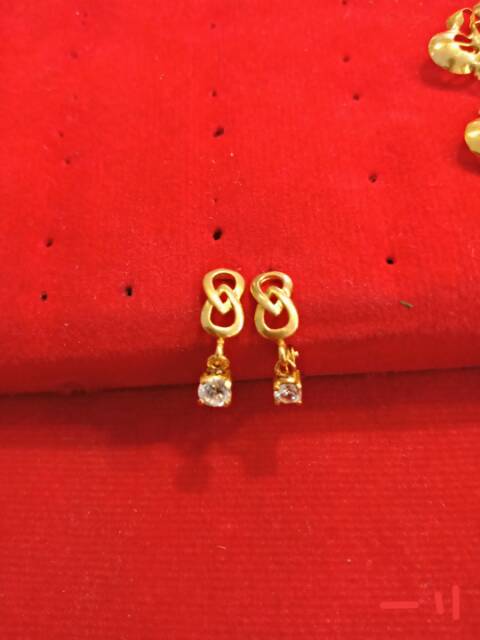 Anting jepit anak dan dewasa emas asli kadar 700 70% 22 1 satu g gr gram gold ubs permata batu