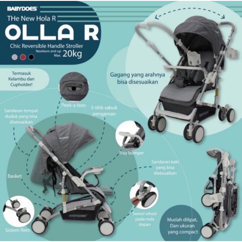 Babydoes Holla Olla R Stroller Stroler Kereta Dorong Bayi Cabin Size
