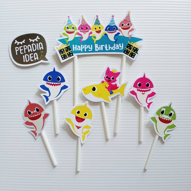 HIASAN KUE BABY SHARK CAKE TOPPER ULANG TAHUN