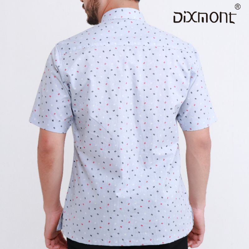 Dixmont Kemeja Pria Basic Formal Motif Lengan Pendek Hem MS03321