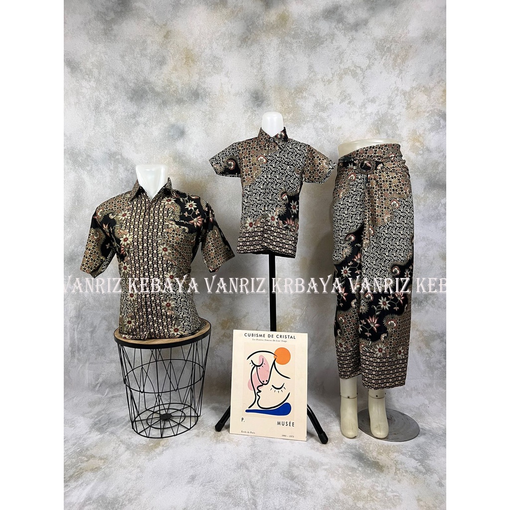 Vanriz Kebaya-Kemeja Batik Lengan Pendek Couple Anak Dan Rok Lilit