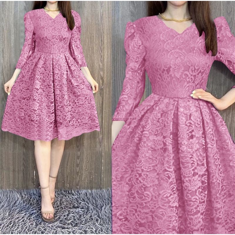 DRESS AGNES, BRUKAT FURING, DRESS MAXY GAUN , 3 UKURAN