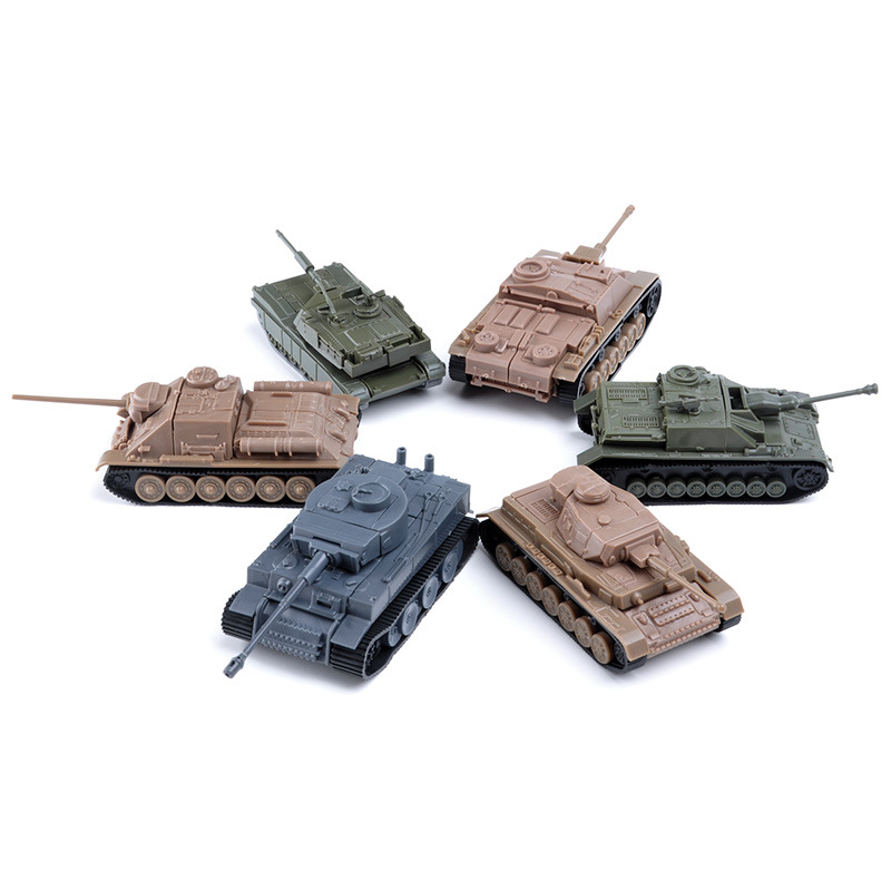 6pcs / Set Mainan Balok Bangunan Model Tank Tempur WWII German Tiger SU-100 M1A2 4D Bahan Plastik