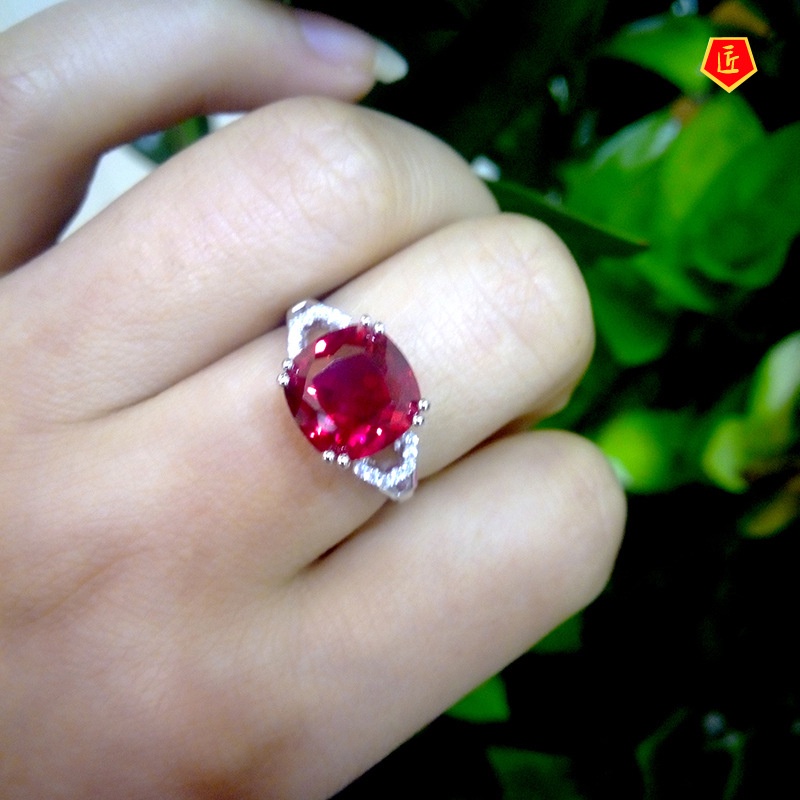 [Ready Stock]Fashion Elegant Ring 925 Silver Inlaid Colored Gemstone