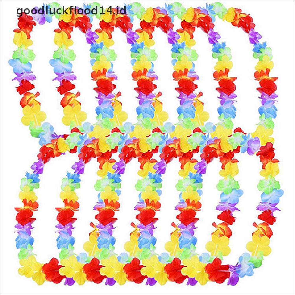[OOID] 10pcs Hawaiian Flower leis Garland Necklace Fancy Dress Party Hawaii Beach Fun ID