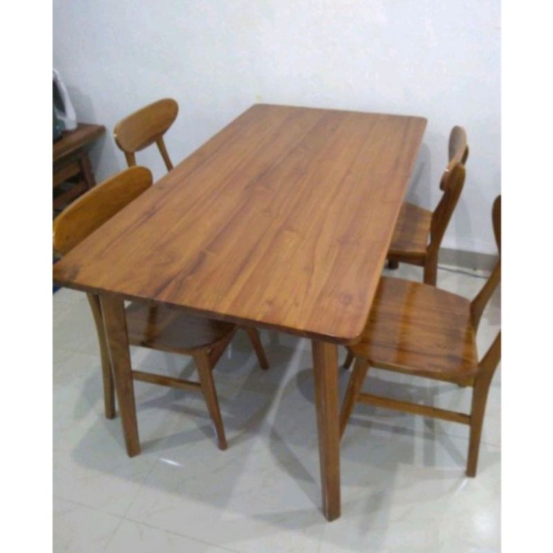 Set Meja Makan 4 Kursi Ropan Kayu Jati