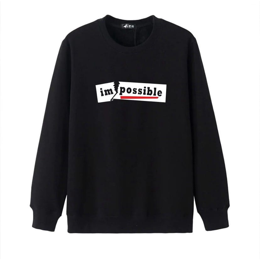 Baju Atasan Sweater Kaos Distro Fashion Pria Impossible Lengan Panjang Kasual