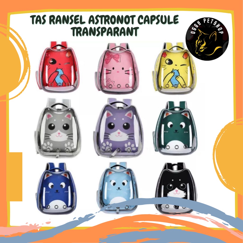 Tas Ransel Kucing Astronot Full Transparan Pet Cargo Tas Hewan - 6 Pilihan Warna