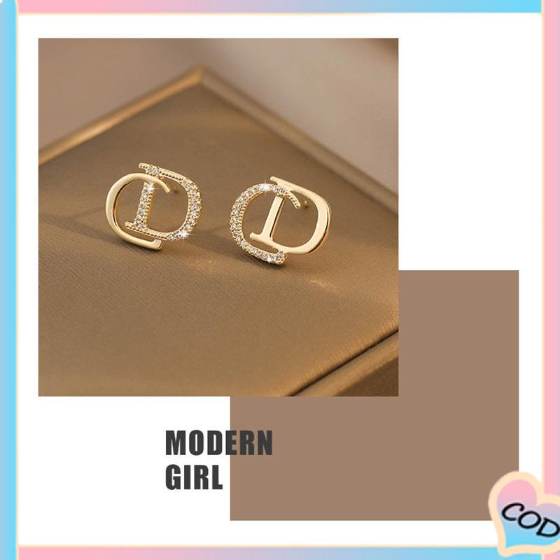 COD❤️ 925 Perak Personalised berlian litto anting -anting niche desain anting -anting waktu sederhana-A.one