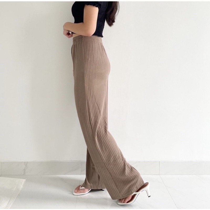 Hornet Pants 785 | Celana Kulot Knit Wanita Tebal - Celana Kulot Highwaist - Cullote Knit Pants