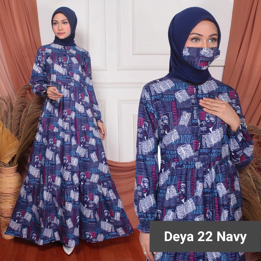 Gudang_Mukenaku Gamis Deya 22 Maxi Syari Fashion Wanita Dewasa Bahan Katun Apple Kancing Depan (Busui) Terbaru Premium COD bisa bayar di tujuan