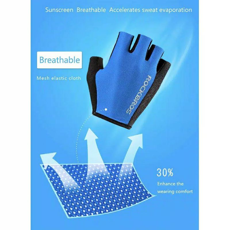 sarung tangan sepeda ROCKBROS S099 bicycle gloves half finger glove MTB Roadbike seli setengah jari