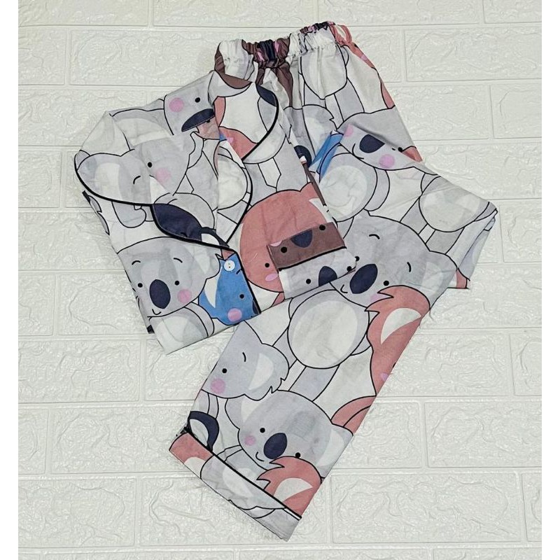 Baju tidur wanita piyama CP bahan soft katun premium adem lembut all size-Bear