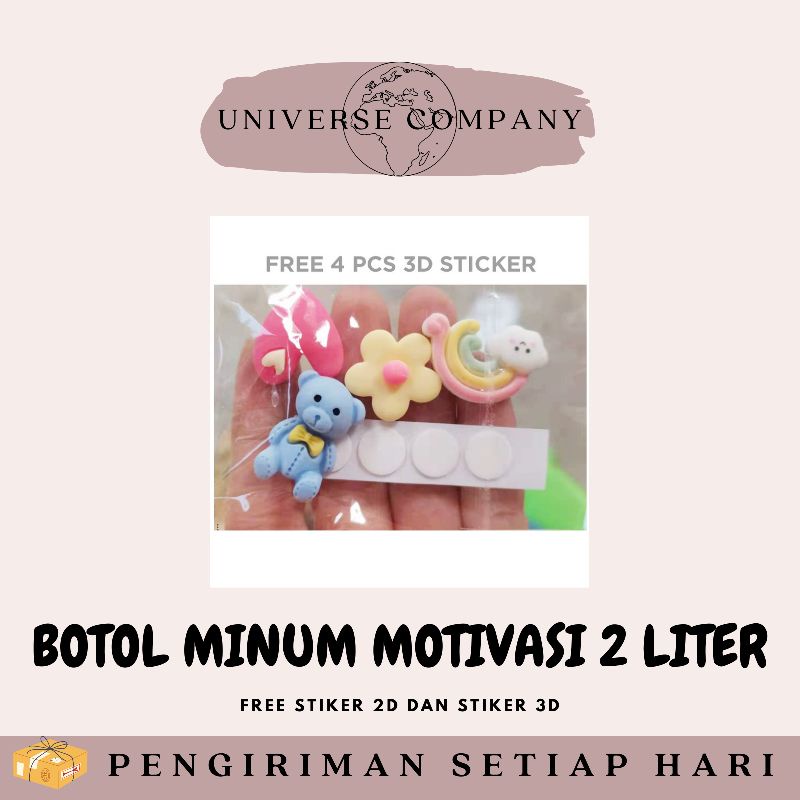 [UC] BOTOL MINUM MOTIVASI 2 LITER (FREE SEDOTAN, FREE STIKER 2D DAN FREE STIKER 3D)