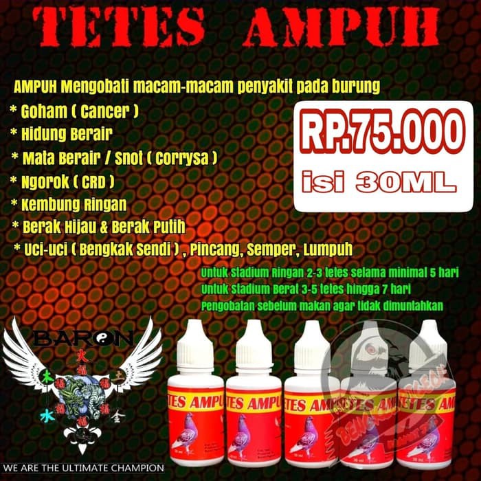 Obat Tetes Ampuh Baron Goham Lumpuh Snot Ngorok Burung Merpati