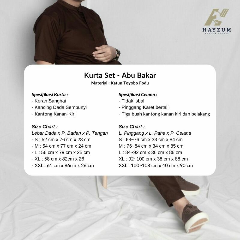 Kurta Dan Sirwal Abu Bakar by Hayzum ( Kurta 150rb dan Celana 150rb Di Jual TERPISAH )