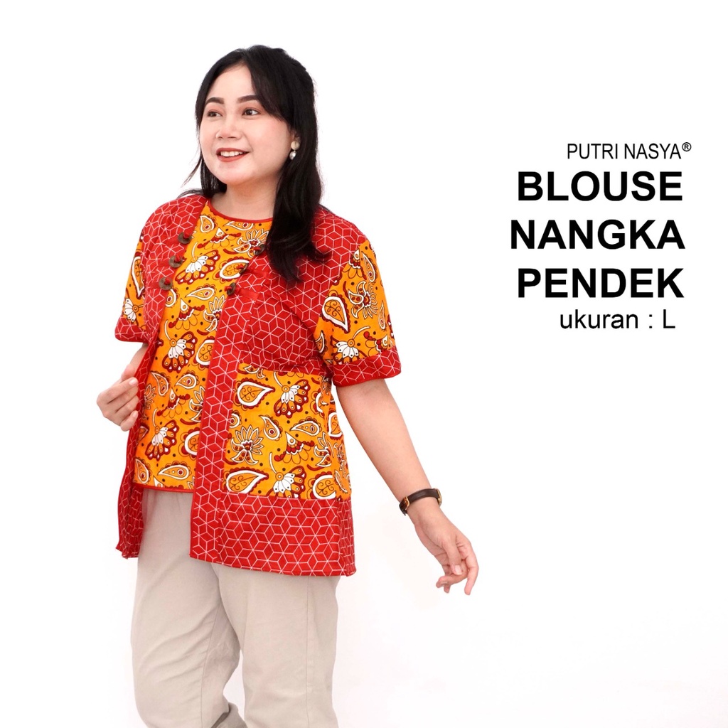 Atasan Batik Blouse Big Size Wanita Lengkap L-XL-2L-3L-4L-5L-6L-7L Model Blus Jumbo Seragam Batik / Atasan Batik Big Size Formal / Pakaian Batik LD 140 Model Kantor Kerja Wanita