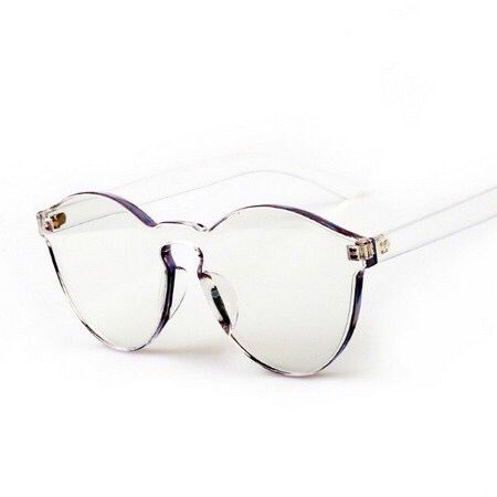 ✨Bayar di Tempat✨Kacamata Pria/Wanita-Jelly-Permen-Warna-Fashion-Tanpa Frame-Sunglasses-Murah-#6 Bening