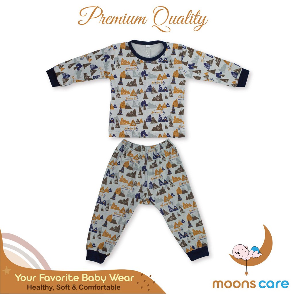 moons care SNI Kids 2-9 tahun Stelan Piyama Motif Baju Tidur Anak Piyama Pajamas 1 2 3 4 5 6 7 8 9 10 tahun Moons Piyama Panjang Bayi Baju Tidur Anak Baju