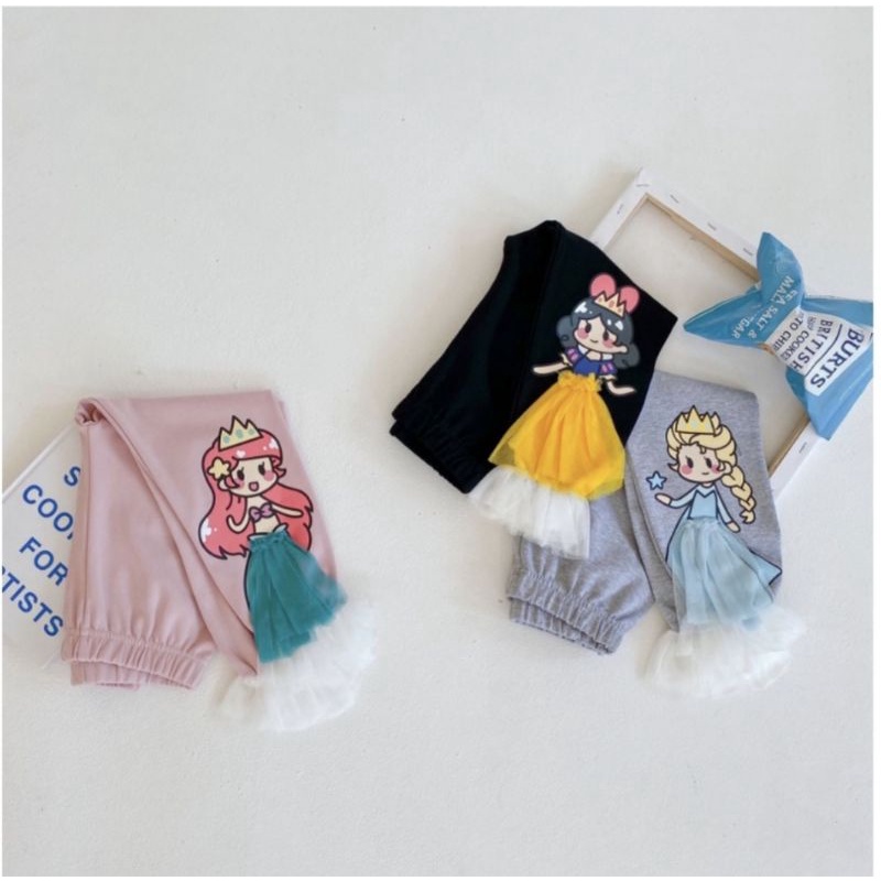 Celana legging anak karakter princess celana panjang tutu A1 import