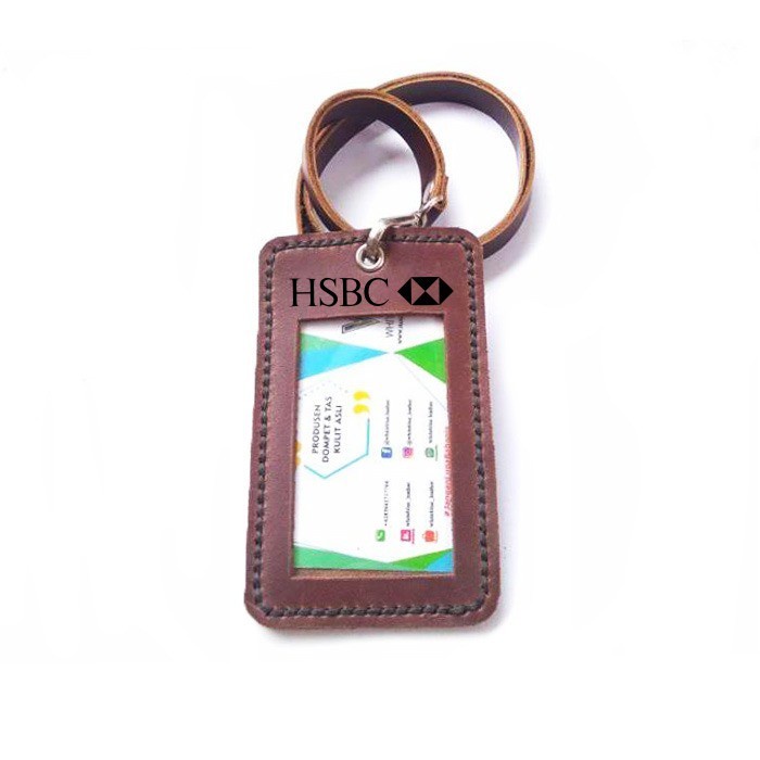 

Name Tag Id Kulit Asli Logo HSBC Warna Coklat - GARANSI