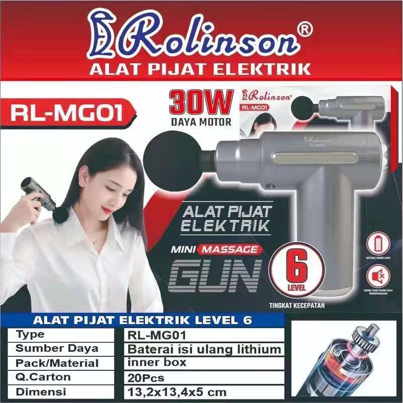 Baranjgunik2021-Alat Pijat Elektrik Mini Massage Gun 6 Kecepatan 30W Rolinson RL-MG01