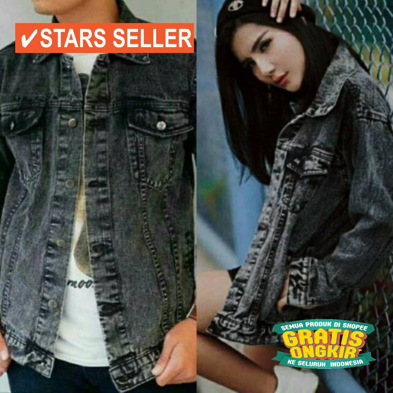 JAKET TERLARIS PRIA REMAJA TEBAL BOLAK BALIK / Jaket Jeans Cowok Sandwash Black