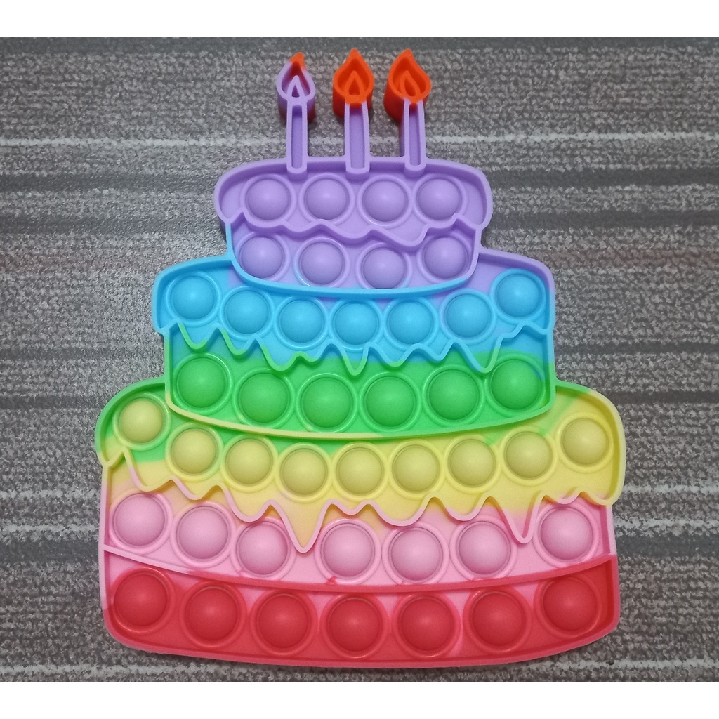 Pop It Jumbo FIDGET TOY Mainan Anak Karakter BTS Rainbow Ukuran 20 cm-KUE ULTAH PINK