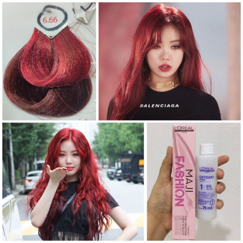 L'oreal Maji Fashion 6.66 Chilli Red Orange Hair Dye Cat Rambut Merah Terang Cabai Loreal Majifashio