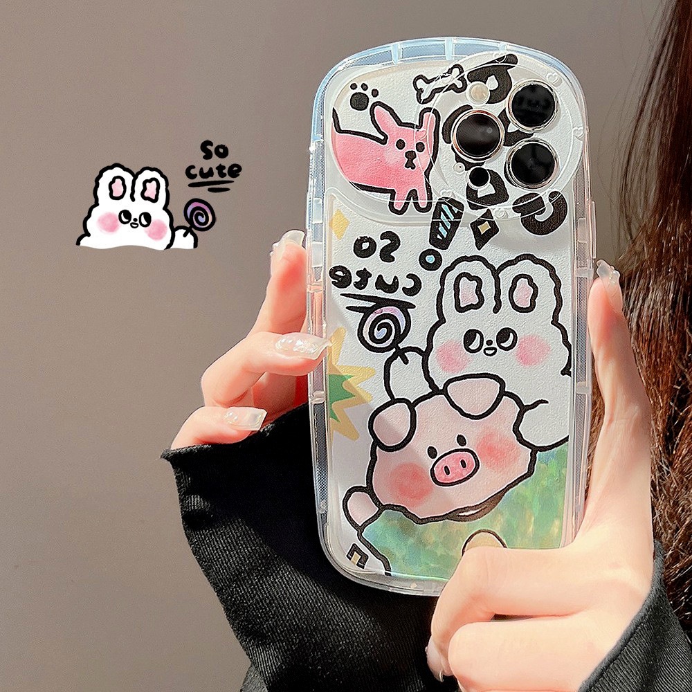 Soft Case Pelindung Penuh Desain Doodle Hewan Anti Jatuh Untuk Iphone 11 12 13 14 PLUS PRO MAX