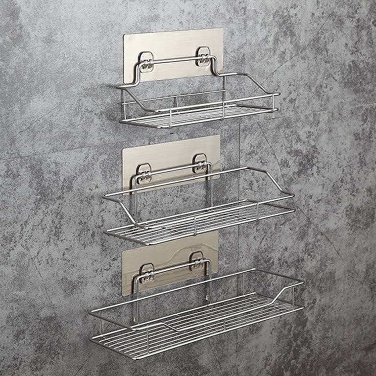 Rak Gantung Gantungan Kamar Mandi Sabun Sampo Dekorasi Premium Berkualitas Bahan Stainless Steel Tebal Kuat Kokoh Rak Botol Rak Dapur Ruang Kamar Serbaguna Anti Karat Bathroom Organizer Rack