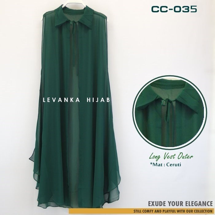 Outer Hijab / Cardigan Ceruti / Long Vest Outer Ceruti - Hijau Botol