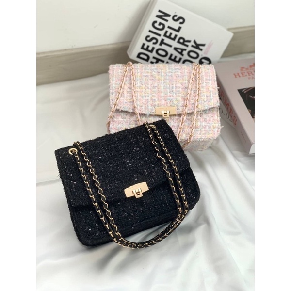 Tas Kulit Selempang Wanita CK Leather Quilted Slingbag Premium Import Hitam Black Putih White Biru B