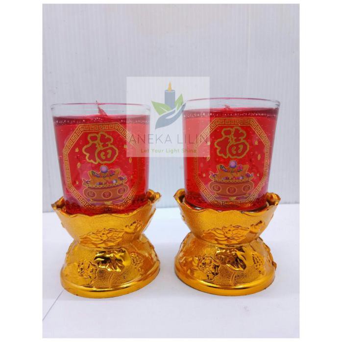 LILIN JELLY GELAS TERATAI SEMBAHYANG DEKORASI CINA 7HARI KODE LILIN 5#