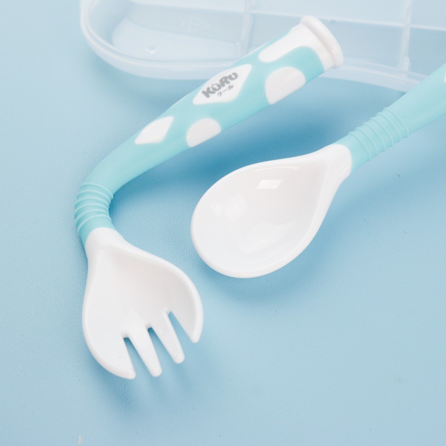 KURU Sendok Garpu Makan Bayi Baby Flexi Fun Spoon and Fork Set