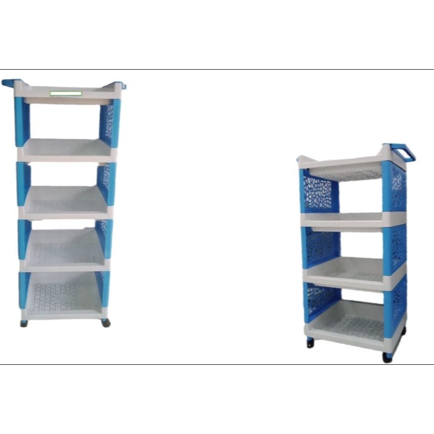 RAK PLASTIK SERBAGUNA RAK 5 SUSUN RAK SEPATU RAK BUKU RODA 5 SUSUN MURAH BERKUALITAS RAK MOTIF BUNGA