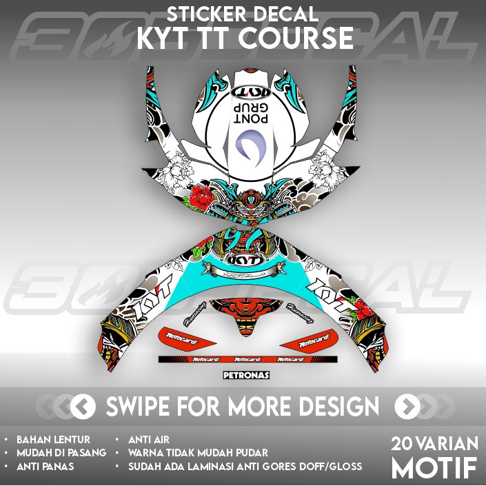 Sticker Decal Helm KYT TT COURSE (L,XL,XXL) SHELL BESAR Part 1 | Decal Helm | Decal Sticker