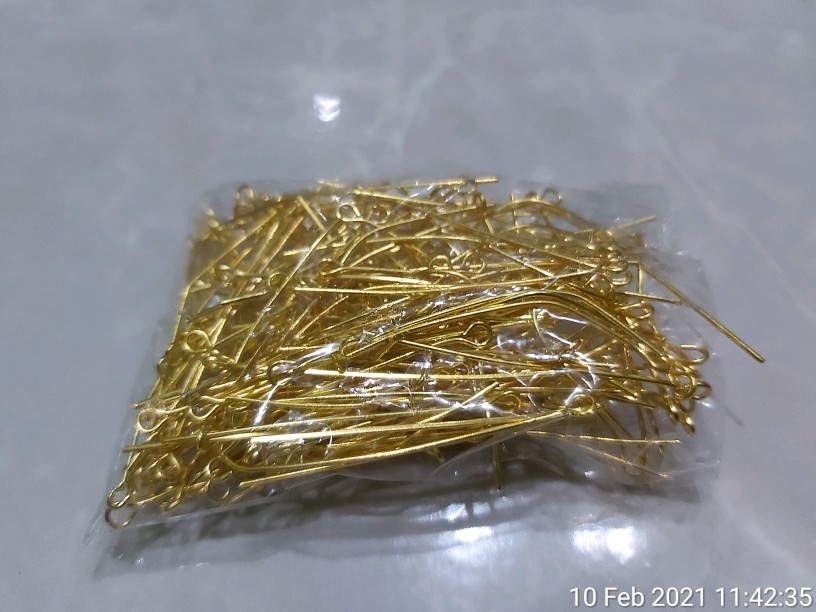 Paku 9 / Paku Sambung / Eye Pins Gold ( Sktr 180 Pcs )