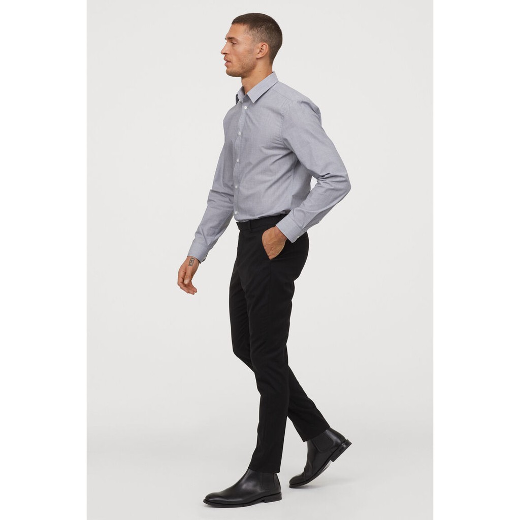 H&amp;M Kemeja Kerja Kantor Easy Iron Slim Fit Shirt Abu Original