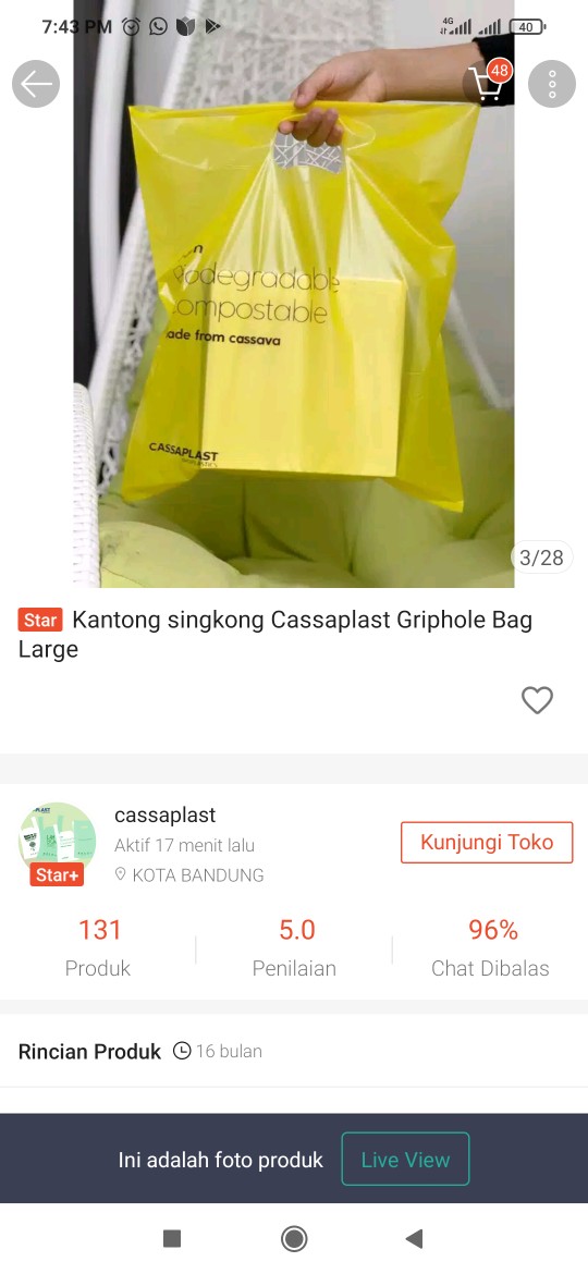 Kantong Singkong Cassaplast Griphole Bag Large