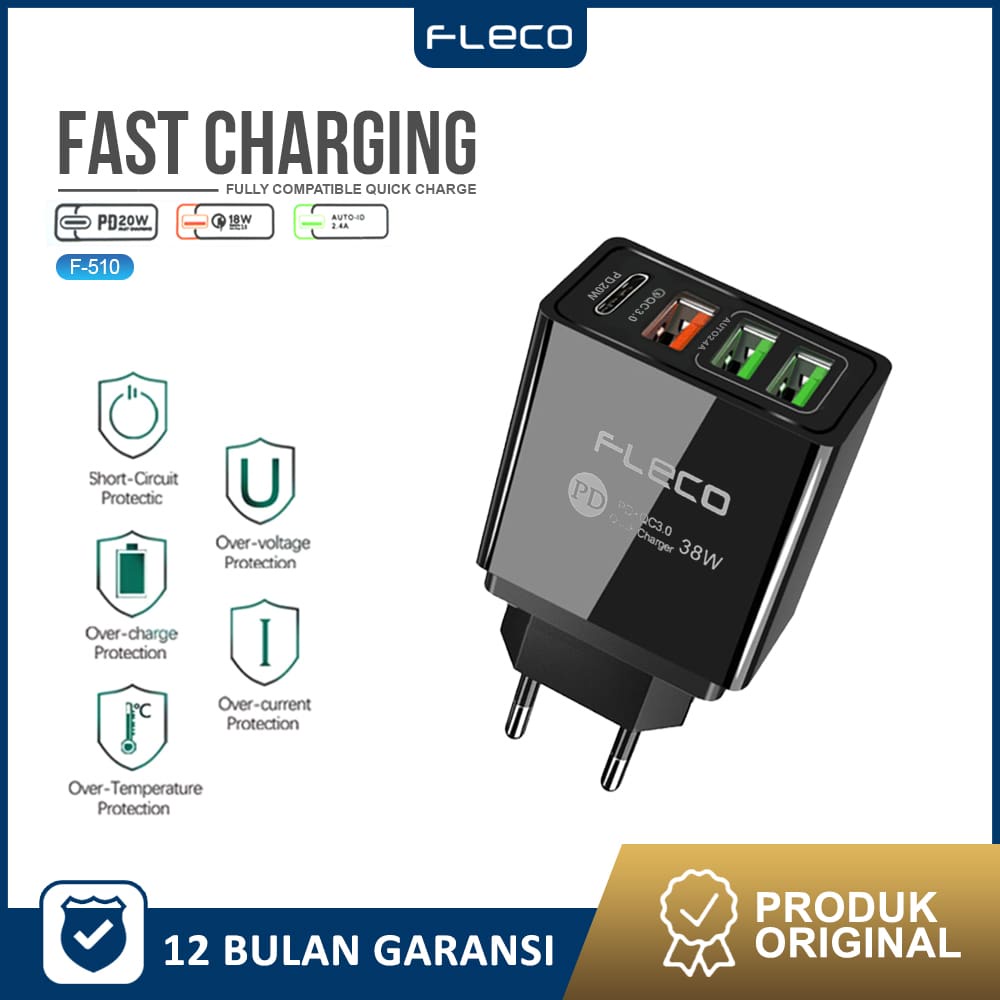 Quick Charge Adaptor 3.0A 18 watt - 4 Port USB F-510 FLECO