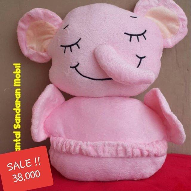 Bantal sandaran jok mobil gajah pink import sale