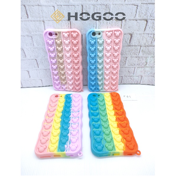 HOGOO CASE POP IT SILICONE IPHONE 6 PLUS - CASE PENGHILANG STRESS PUSH IT BUBBLE CASE RAINBOW