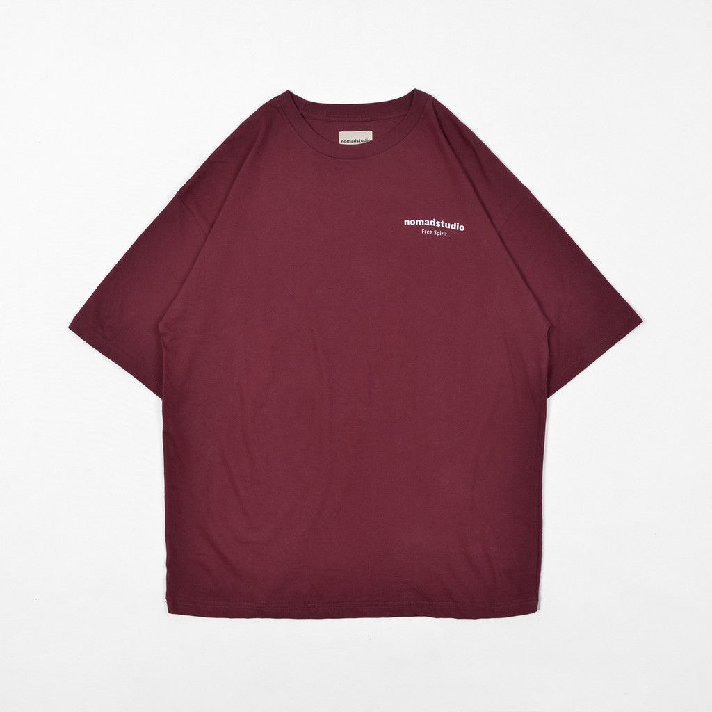 Nomadstudio Oversized Boxy Tshirt Maroon  | Boxy Oversized Tee | Baju Oversize Boxy Maroon